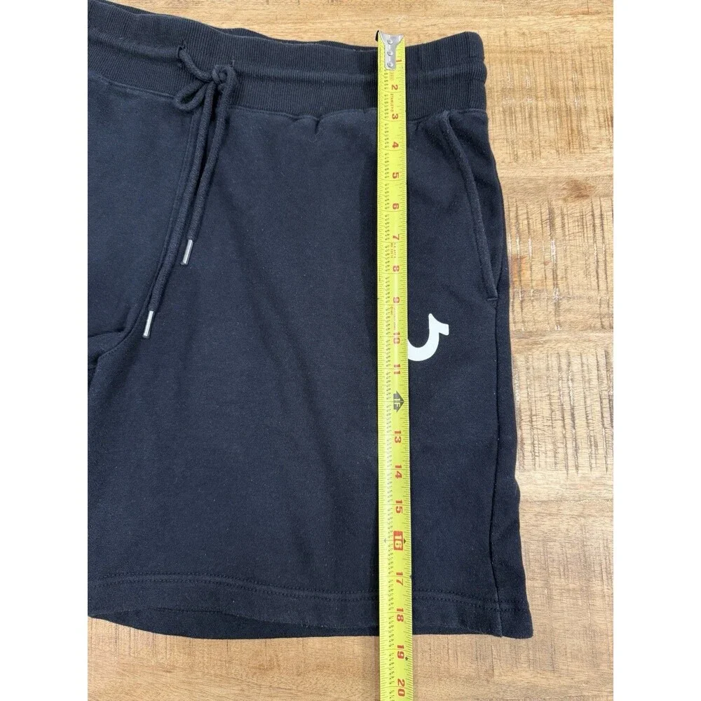 True Religion Men's Relaxed Fit Sweat Shorts Size Large‎ Black Shorts